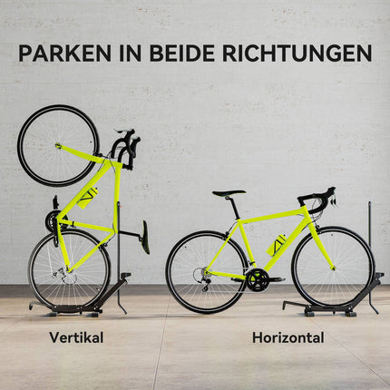 Bicycle stand for bicycles steel bicycle holder with 80 mm tire width 75 x 41 x 81H cm black