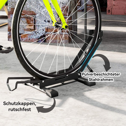 Bicycle stand for bicycles steel bicycle holder with 80 mm tire width 75 x 41 x 81H cm black