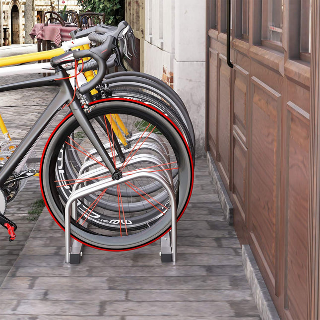 Weatherproof bike rack for 4 bikes, floor/wall mount