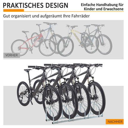 Weatherproof bike rack for 4 bikes, floor/wall mount