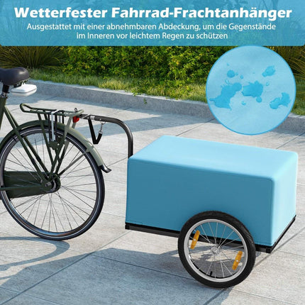 Bicycle trailer cargo trailer foldable with cover & coupler & reflectors 145.5 x 61 x 58 cm