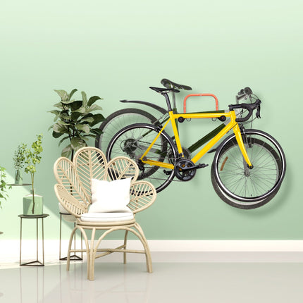 Bicycle wall bracket for 2 bicycles
