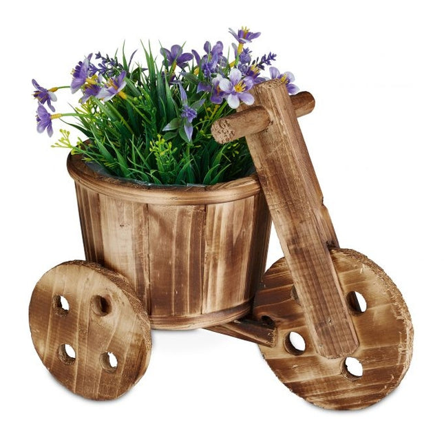 Fiets met houten bloemen