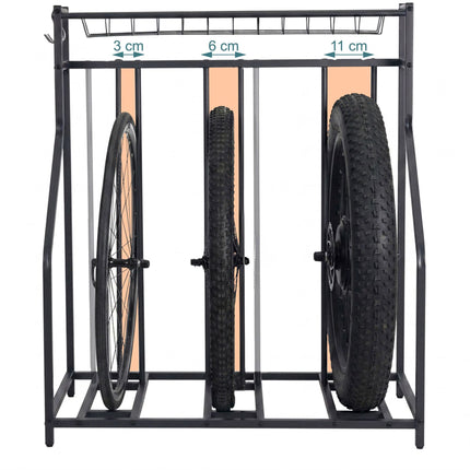 Bike Rack Stand – Adjustable Slots, Basket and 6 Hooks