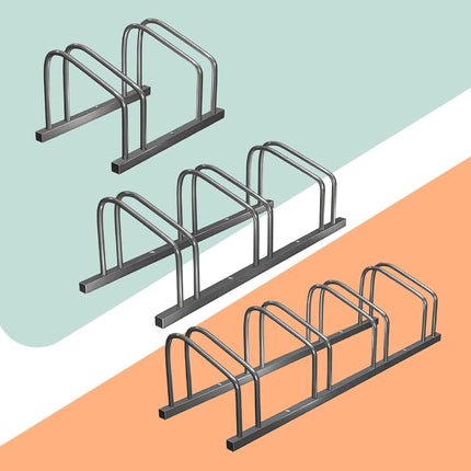 Bike Rack Stand, Floor Or Wall Mount, Steel, 65 mm Tyres