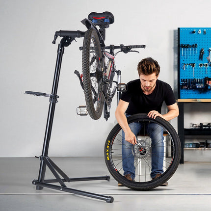 Bike Repair Stand, 85 lb, Adjustable Height, Tool Tray