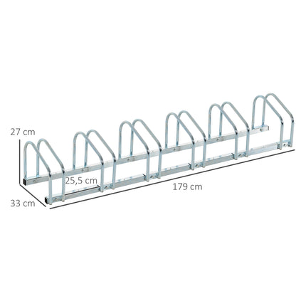 Steel bike rack for 6 - Wall/floor mount, weatherproof