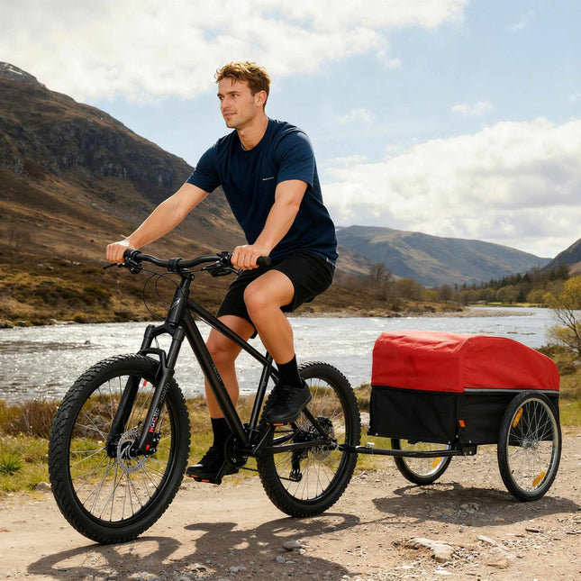 Fietsaanhanger met 170 liter laadbak, geschikt voor wielen van 22"-28".