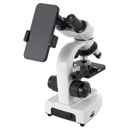 Binocular Compound Microscope 40–2000X, LED, Phone Holder