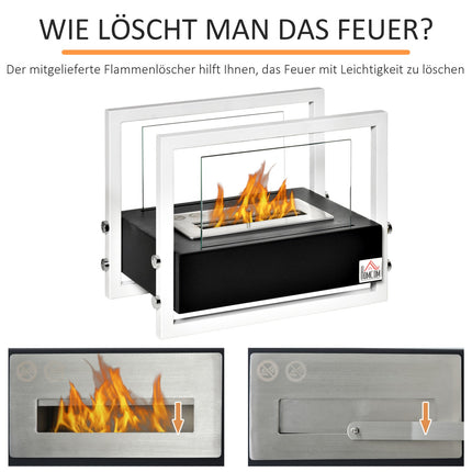 Fireplace with bioethanol - smoke-free, tempered glass, 1.5 l