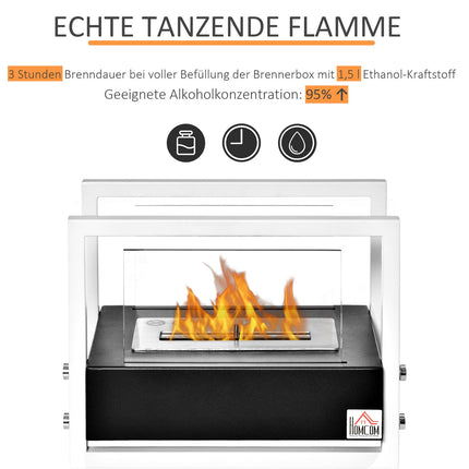 Fireplace with bioethanol - smoke-free, tempered glass, 1.5 l
