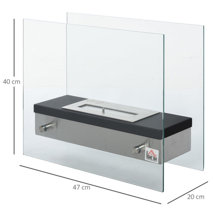 Bio Ethanol Fireplace, 1.5L, Stainless steel, Smoke-free