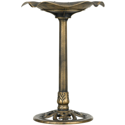 Birdbath in bronze with stand, 71cm, Lotus Leaf Design