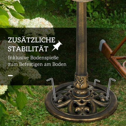 Birdbath in bronze with stand, 71cm, Lotus Leaf Design