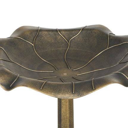 Birdbath in bronze with stand, 71cm, Lotus Leaf Design