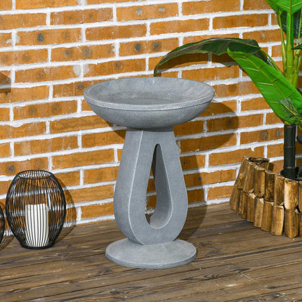 Bird bath & feeder, stone look, grey, 51 cm for garden
