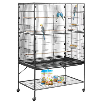 Bird Cage, Flat Top Wrought Iron, Slide-Out Tray, 37 In