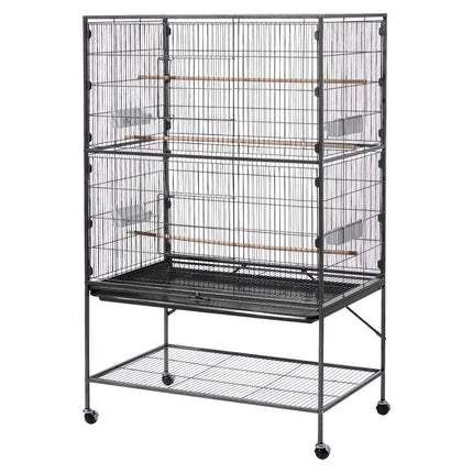 Bird Cage, Flat Top Wrought Iron, Slide-Out Tray, 37 In