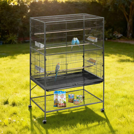 Bird Cage, Flat Top Wrought Iron, Slide-Out Tray, 37 In
