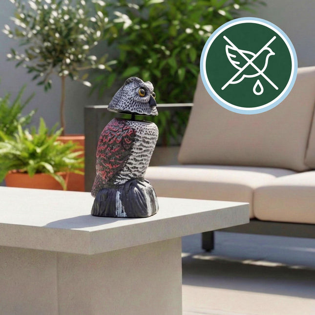 Bird Deterrent Owl Decoy with Movable Head, 20 cm