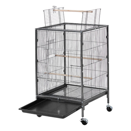 Bird Flight Cage 18x18x30 in, Open Top, Rolling Tray
