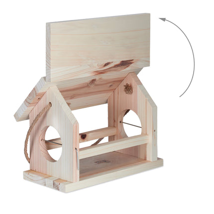 Bird feeder in natural wood