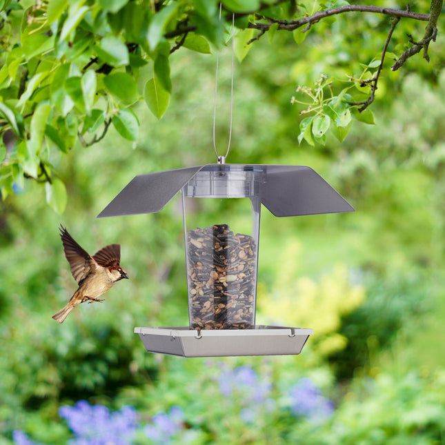 Bird feeder in stainless steel