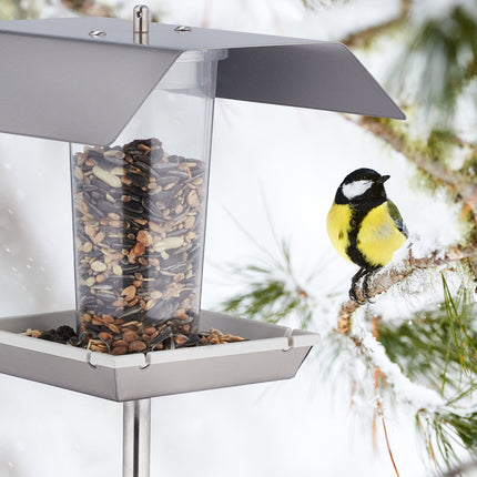 Bird feeder in stainless steel