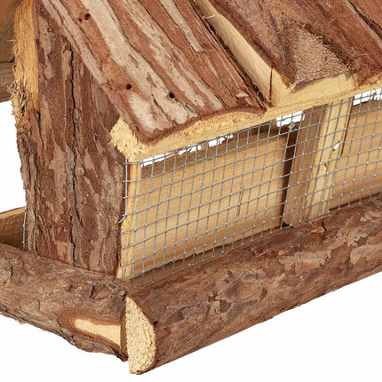 Bird feeder with bark