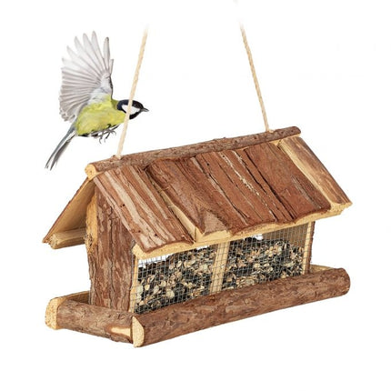 Bird feeder with bark