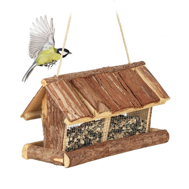 Bird feeder with bark