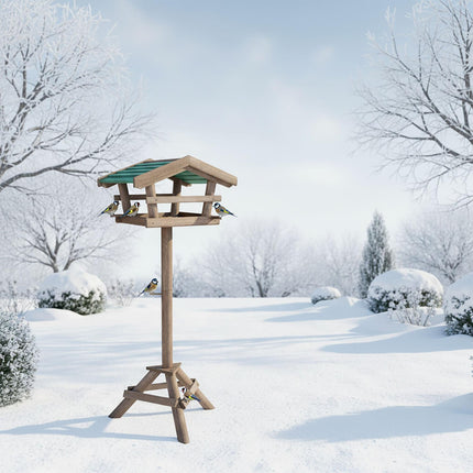 Birdhouse with Stand – Wooden, Weather-Proof Roof