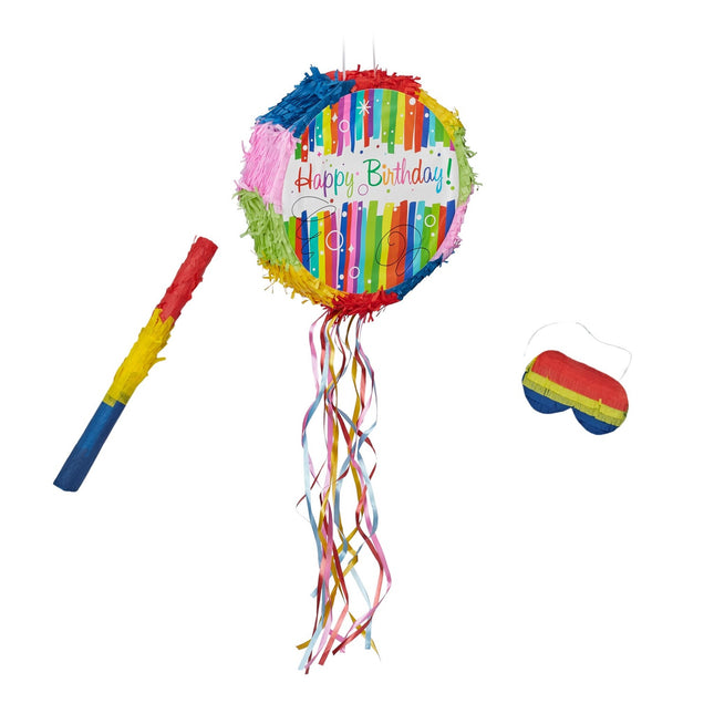 Birthday Piñata Set with Bat and Mask
