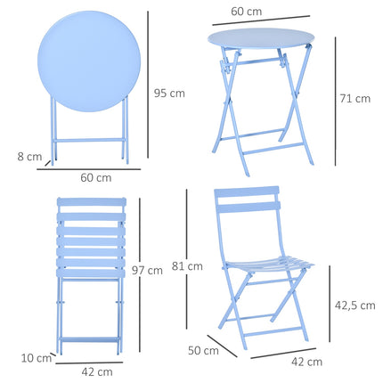 Bistro set for 2 – Light blue, outdoor furniture