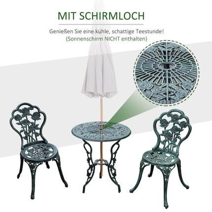 3-piece cast aluminum bistro set - antique green garden furniture