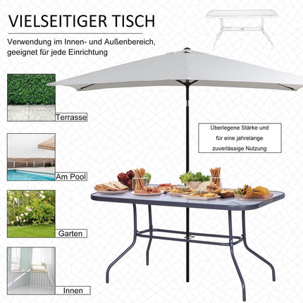 Garden bistro table, Top in tempered glass, 140x80x70 Cm