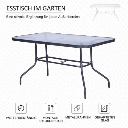 Garden bistro table, Top in tempered glass, 140x80x70 Cm
