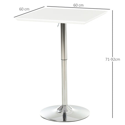 Height-adjustable Square Steel Bistro table, 60x60 cm, White