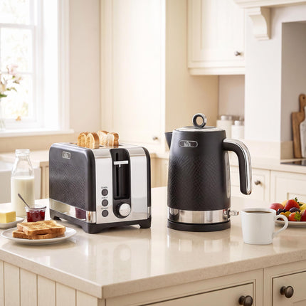 Black 1.7L Kettle & 2-Slice Toaster Set, 2200W