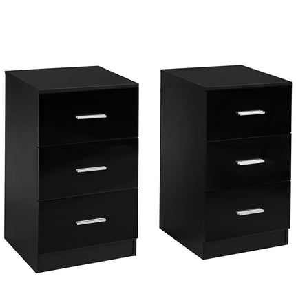 Black 3-Drawer Nightstand Set, 37x34x66.5 cm