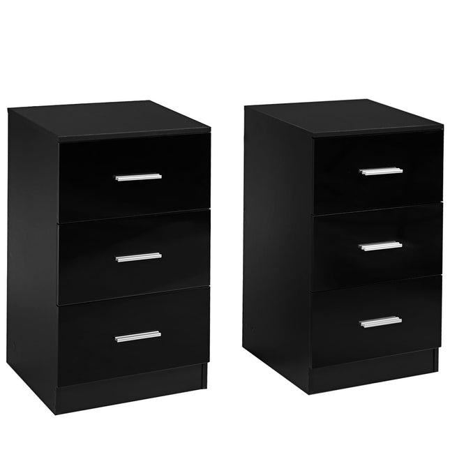Black 3-Drawer Nightstand Set, 37x34x66.5 cm