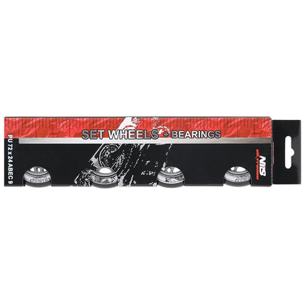Black 72x24 82A Wheels & ABEC-9 Bearings Set (4+8)