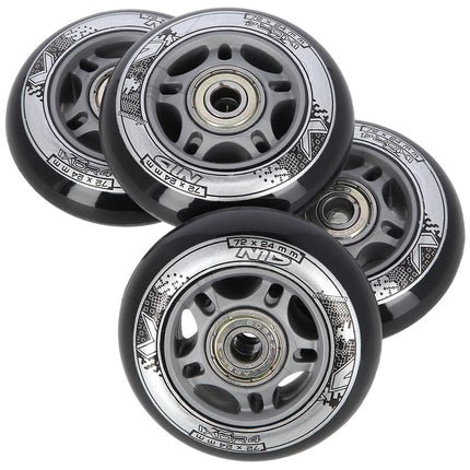 Black 72x24 82A Wheels & ABEC-9 Bearings Set (4+8)