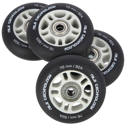 Black 76x24 82A PU Wheels & ABEC-9 Bearings Set