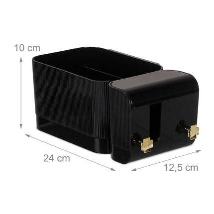 Black Adhesive Bathroom Cosmetics Organiser, 4 Compartments