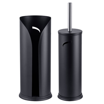 Black Bathroom Set: Toilet Brush & Spare Roll Holder