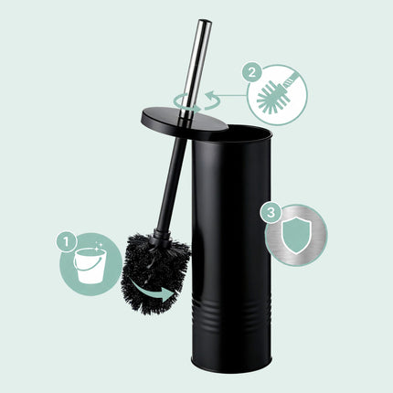 Black Bathroom Set with Pedal Bin & Toilet Brush