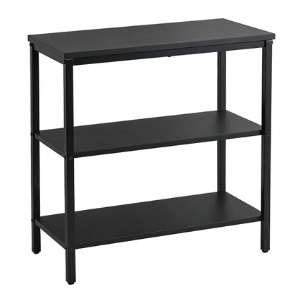 Black Bedside Table with 3 Shelves, Engineered Wood