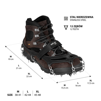 Black Crampons, Medium Size, Anti-Slip Traction