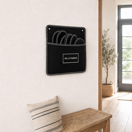 Black Felt Guest Slippers Set, 6 Pairs with Storage Bag